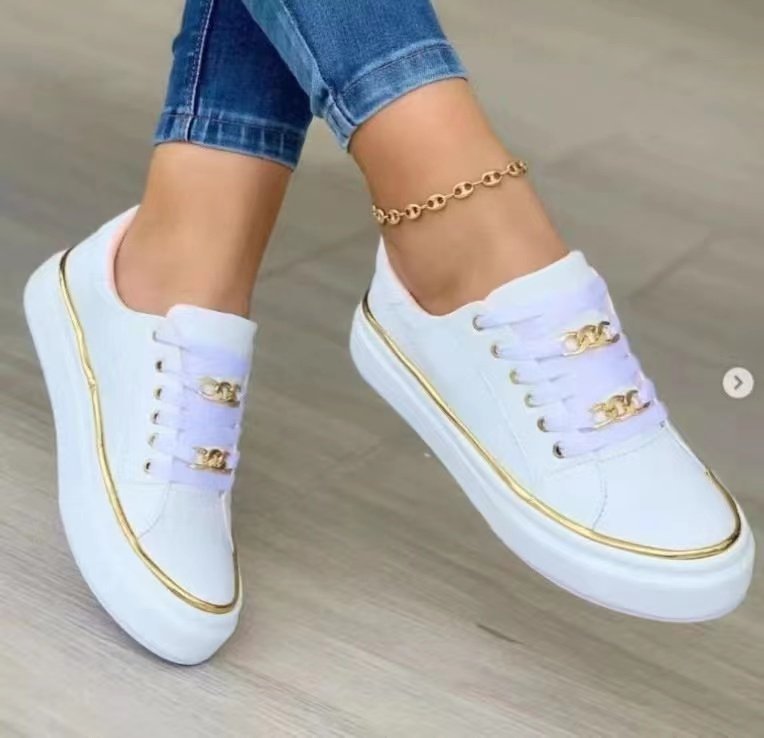 Damen Sneaker Satin Obermaterial Elegantes Design Gold