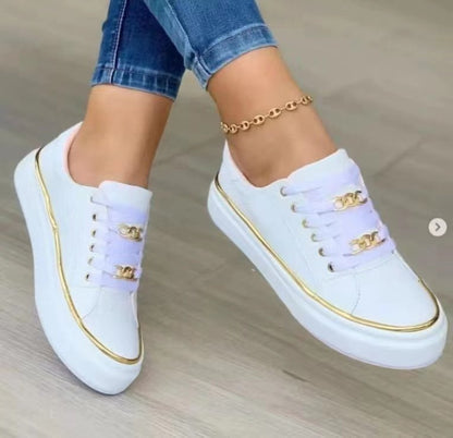 Damen Sneaker Satin Obermaterial Elegantes Design Gold