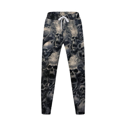 Herren Cargohose Totenkopf Muster Elastisch Schwarz