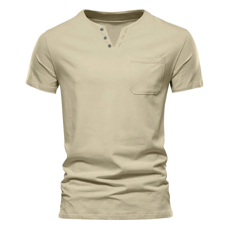 Herren Kurzarmshirt Modern mit Knopfleiste und Brusttasche