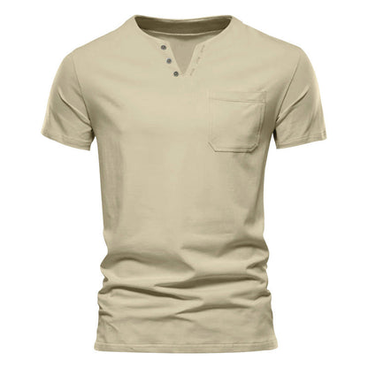 Herren Kurzarmshirt Modern mit Knopfleiste und Brusttasche