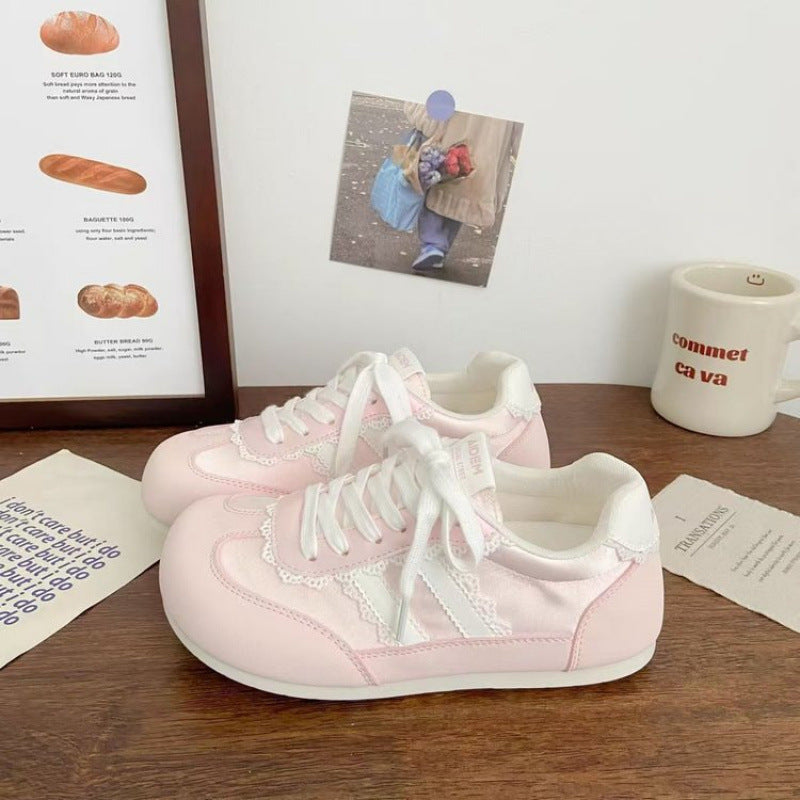 Damen Sneaker Weiß Atmungsaktiv Mit Spitzendetail