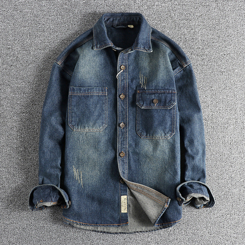 Herren Jeanshemd Vintage-Style mit Patentaschen Modern