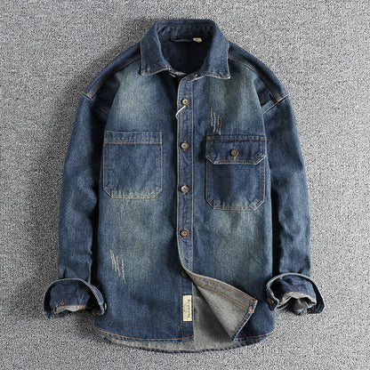 Herren Jeanshemd Vintage-Style mit Patentaschen Modern
