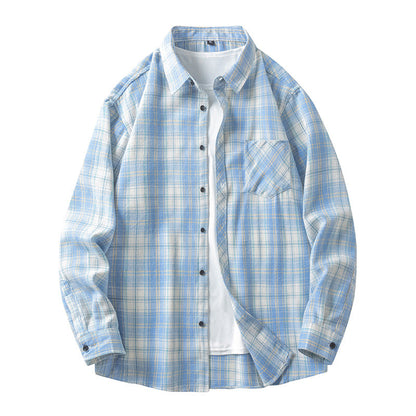 Herren Karoshirt Freizeitlich Mit Taschen Button Down Kragen
