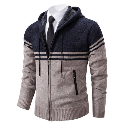 Herren Kapuzenjacke Modern mit Struktur Optik