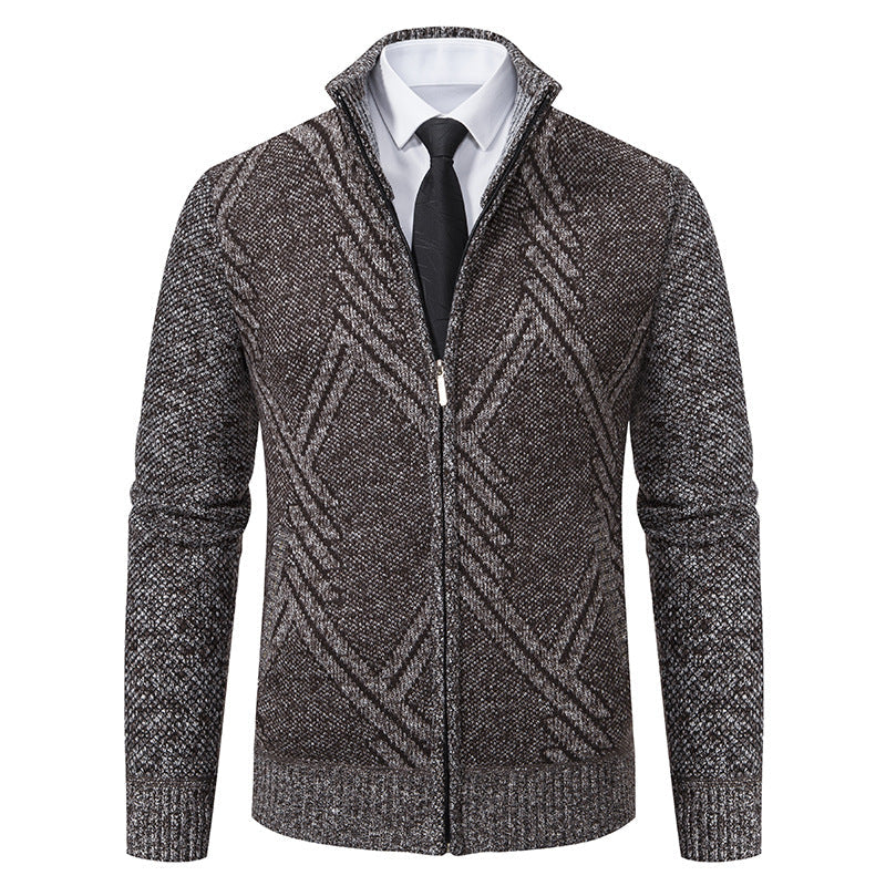 Herren Strickjacke Modern mit Reißverschluss und Struktur