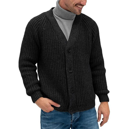 Herren Strickjacke Grobstrick mit Knöpfen Modern