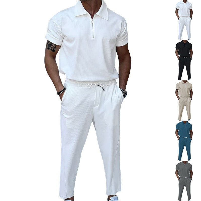 Modisches Herren Freizeit-Set mit Struktur-Oberteil und bequemen Hosen - BerlinGlamour