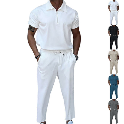 Modisches Herren Freizeit-Set mit Struktur-Oberteil und bequemen Hosen - BerlinGlamour