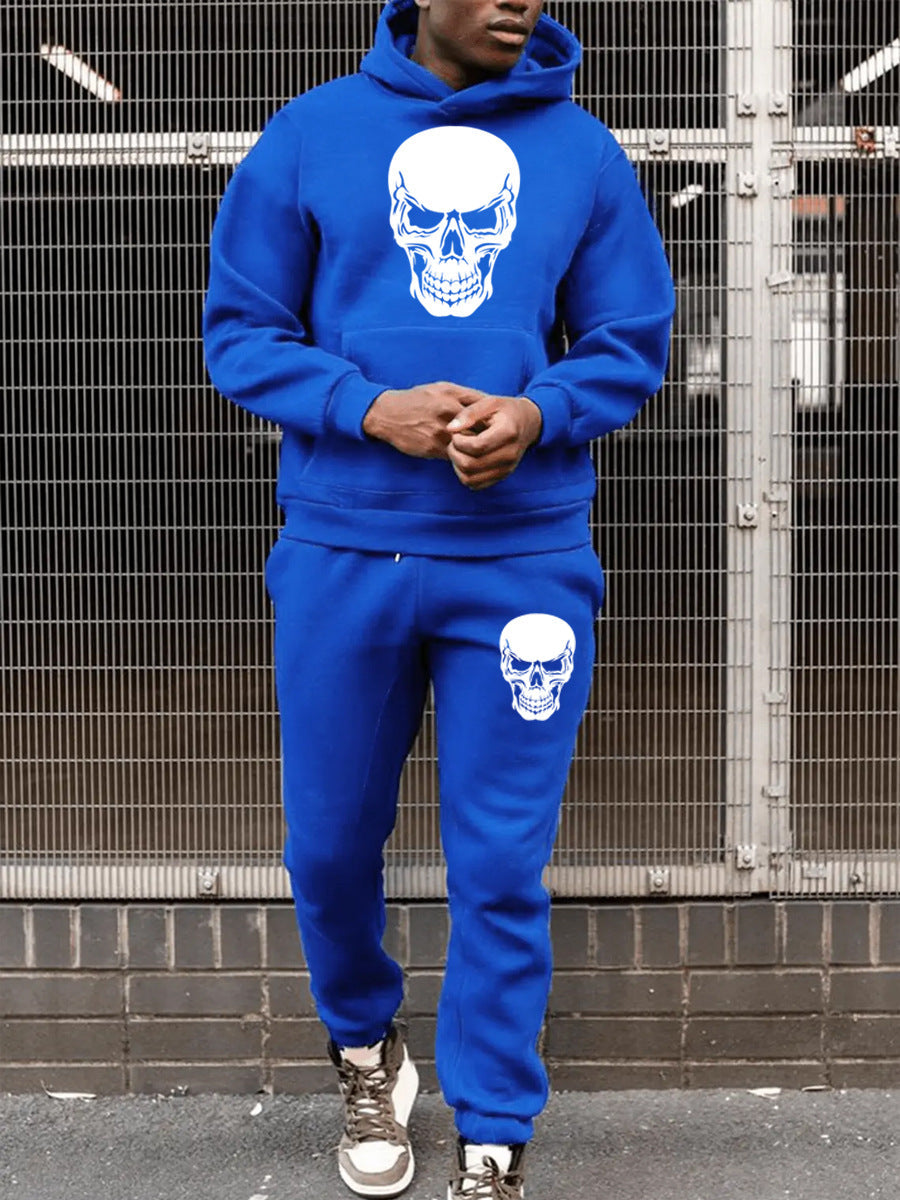 Herren Hoodie Set mit Totenkopf Design Schwarz Streetwear