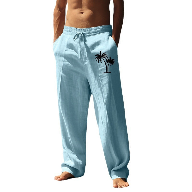 Herren Strandhose Bequem Palmendruck Sommerhose