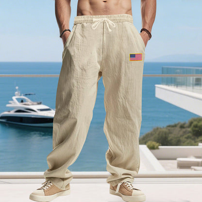 Herren Strandhose Mit Flaggenmotiv Elastisch Bequem