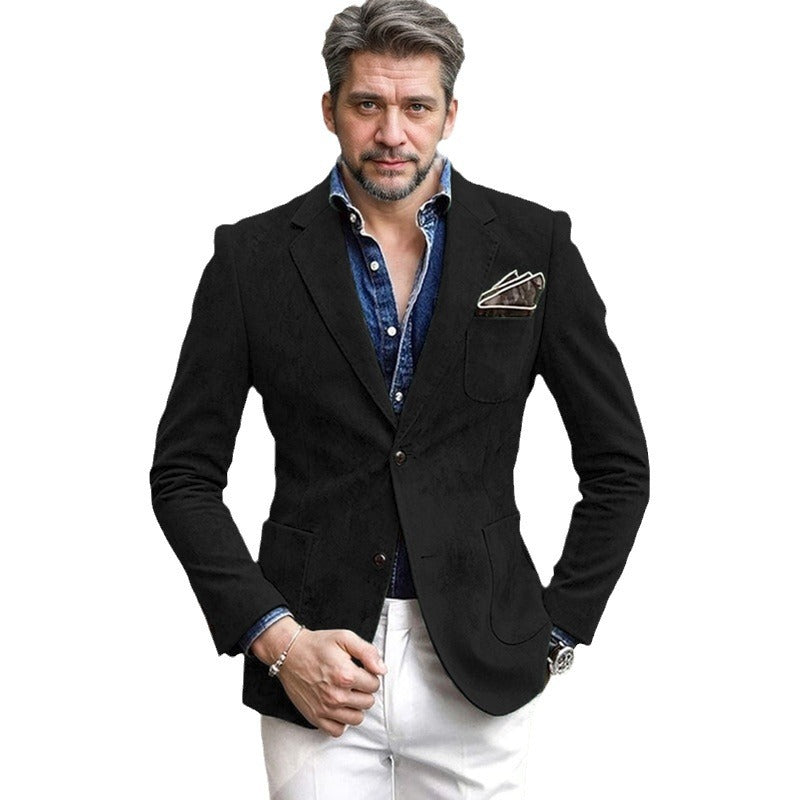 Herren Samtblazer Modern Elegant Schwarzer Anzug Blazer