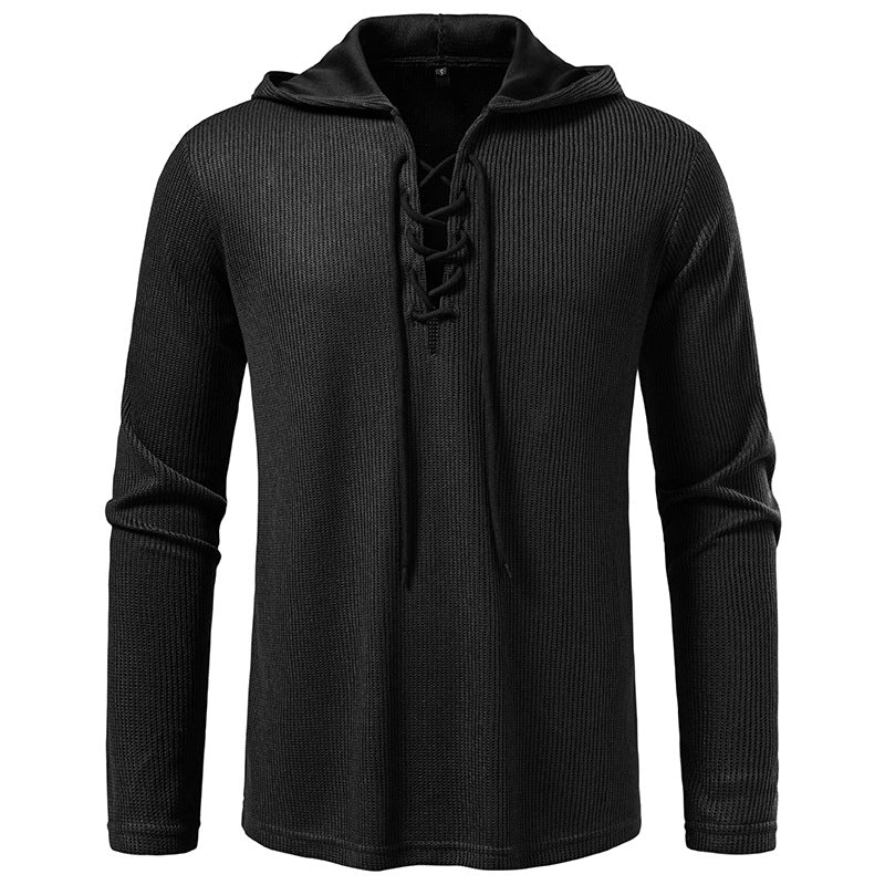 Herren Kapuzenpullover Struktur Design Schnürung Modern