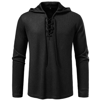 Herren Kapuzenpullover Struktur Design Schnürung Modern