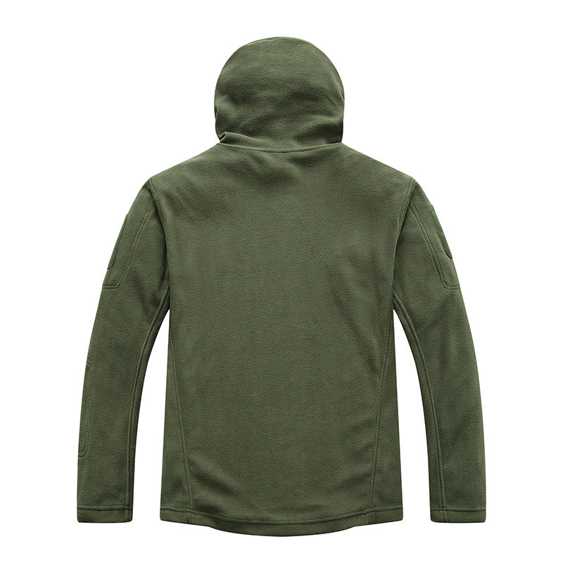 Herren Fleecejacke Warm Kapuze Reißverschluss Taschen