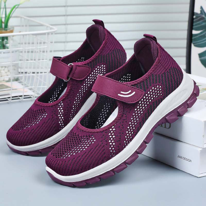 Ballerinas Damen Bequem Flexible Klettverschluss Komfort Schuhe