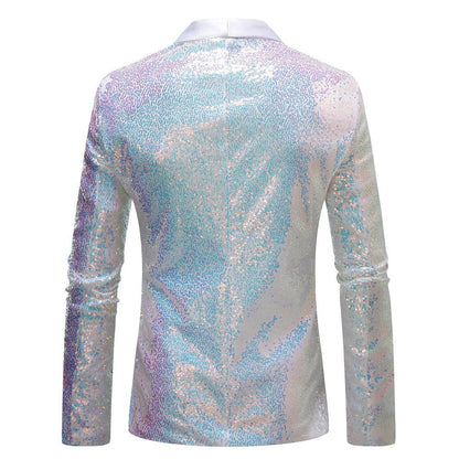 Herren Blazer Elegant Pailletten Modern Schwarzer Anzug