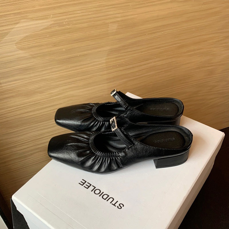 Damen Slingback Ballerinas Rüschen Elegant Schuhe