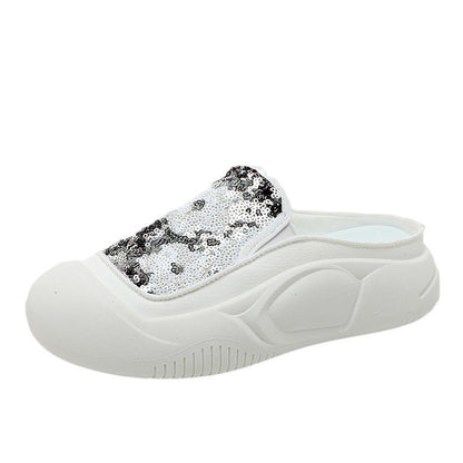 Damen Clogs Schimmer Pailletten Modisch Heidi Stil