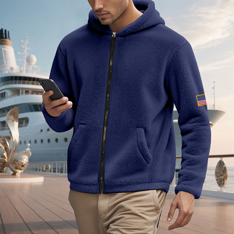 Herren Fleecejacke Reißverschluss Taschen Warm