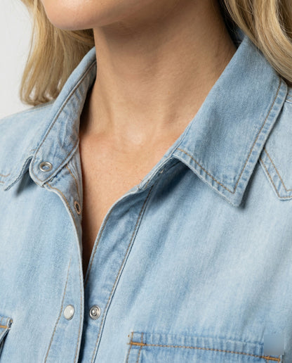 Damen Denimjacke Kurz Modisch Mit Brusttaschen