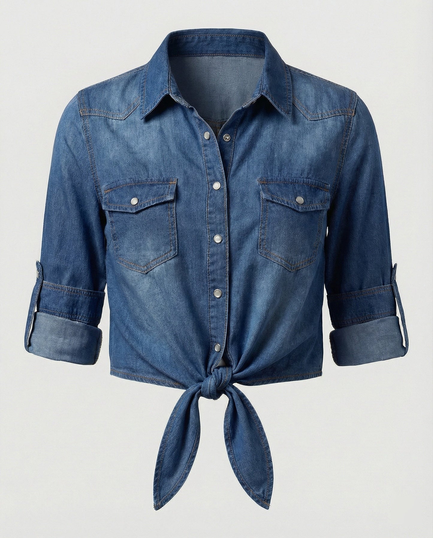 Damen Denimjacke Kurz Modisch Mit Brusttaschen