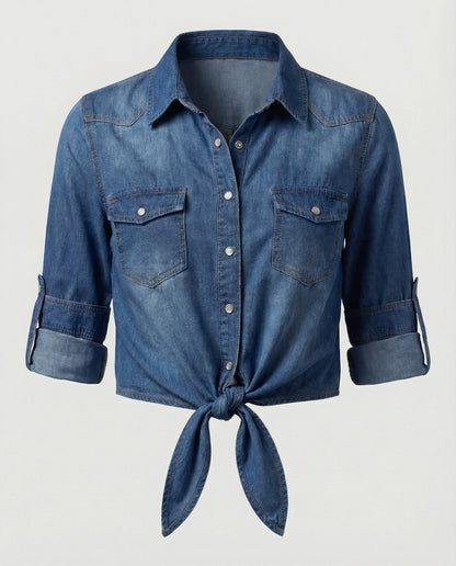 Damen Denimjacke Kurz Modisch Mit Brusttaschen