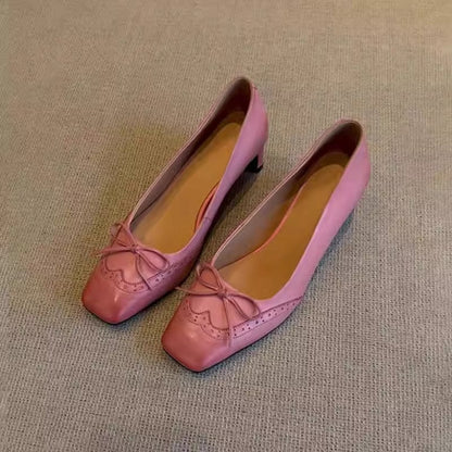 Damen Pumps Hoch Hacken Schleifen Detail Komfortabel - BerlinGlamour