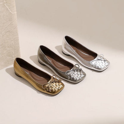Damen Ballerinas Bequem Geflochten Elegant