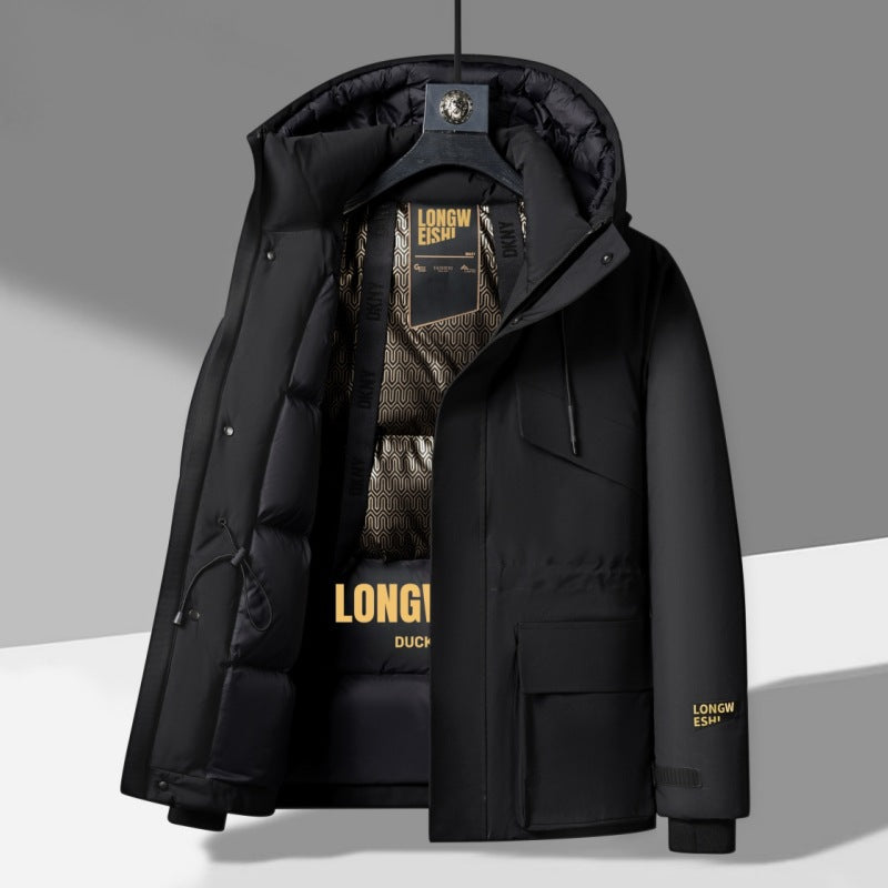 Herren Winterjacke Isoliert Warm mit Kragen und Taschen