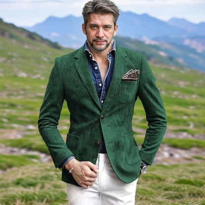 Herren Samtblazer Modern Elegant Schwarzer Anzug Blazer