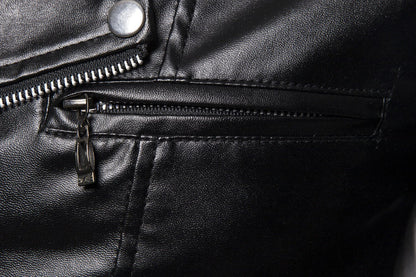 Lederjacke Herren Modern Asymmetrisch Reißverschluss Schwarz