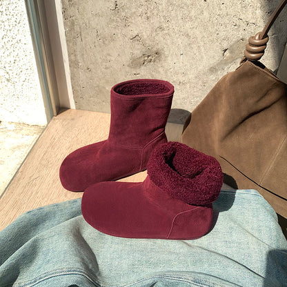Damen Hausschuhstiefel Warm Flauschig Wildleder Winterstiefel