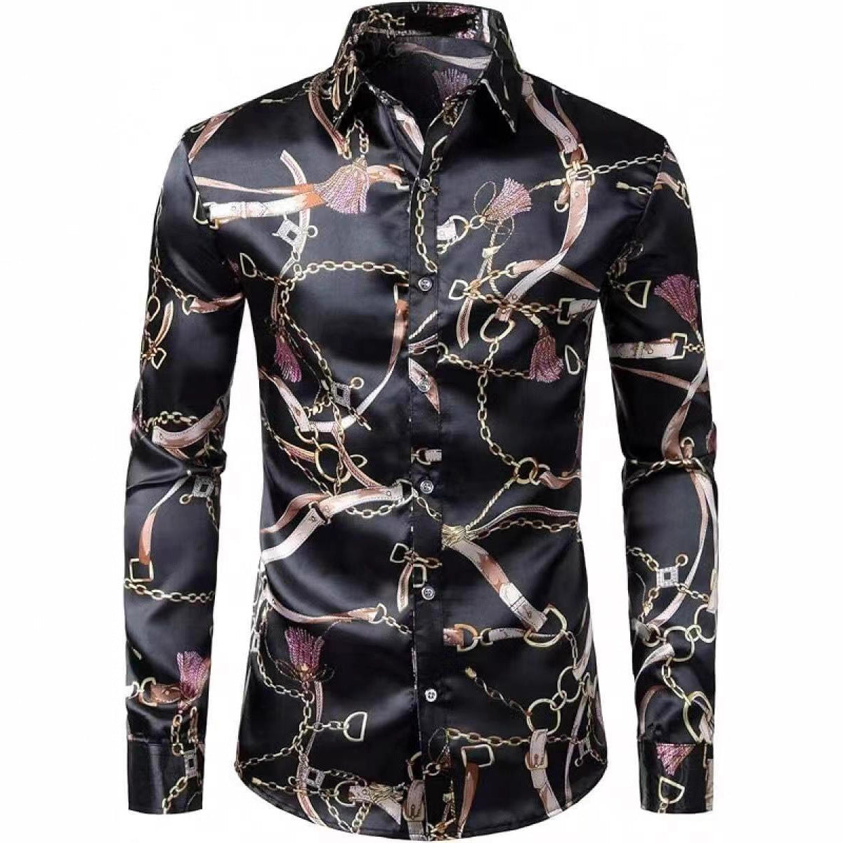 Herren Langarmhemd Modern mit Auffälligem Druck Berlin Style