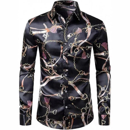 Herren Langarmhemd Modern mit Auffälligem Druck Berlin Style