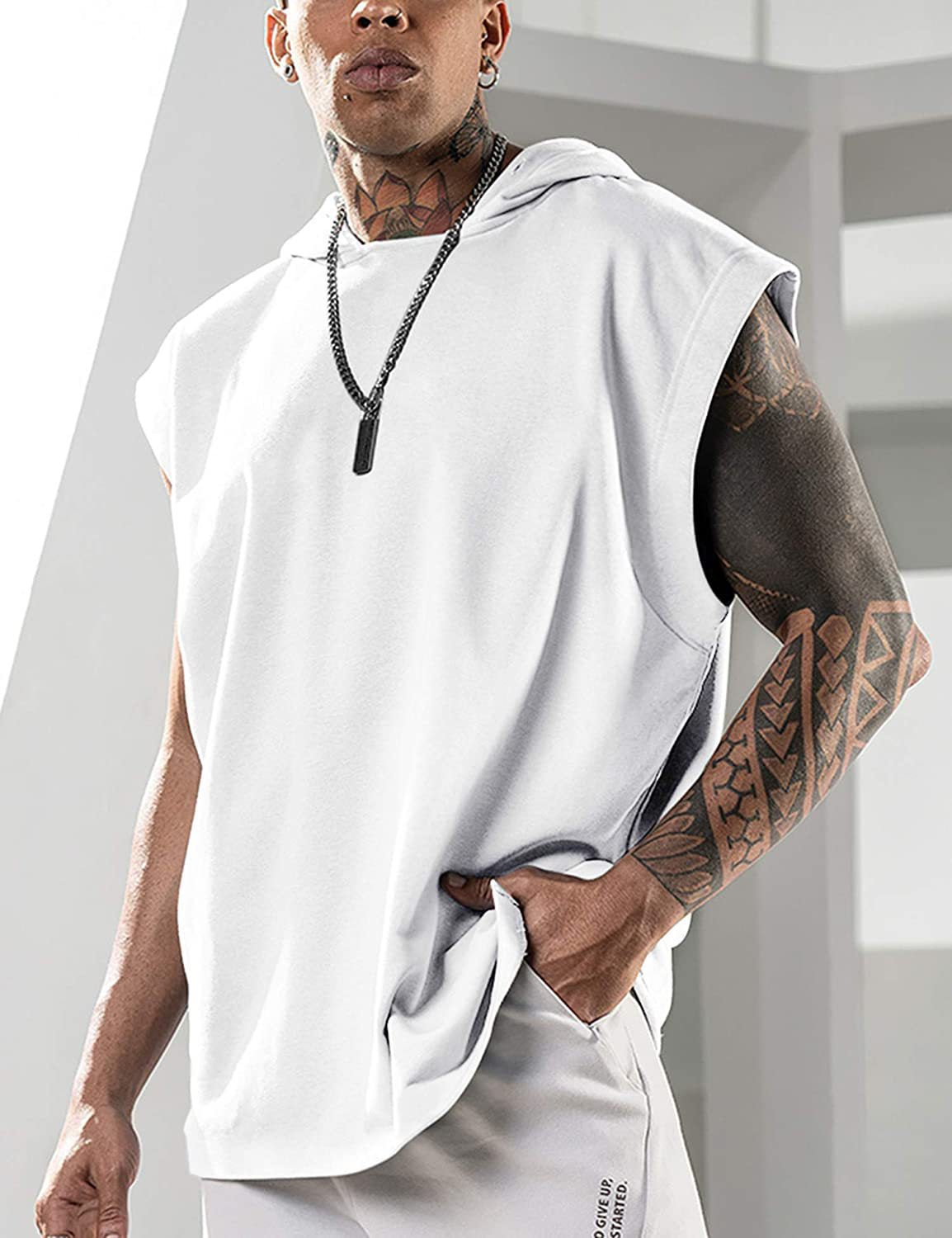 Herren Tanktop mit Kapuze, Sportlich, Kängurutasche