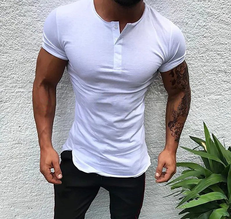 Herren Kurzarm-Shirt Slim Fit mit Verstellbarem Kragen Modern - BerlinGlamour