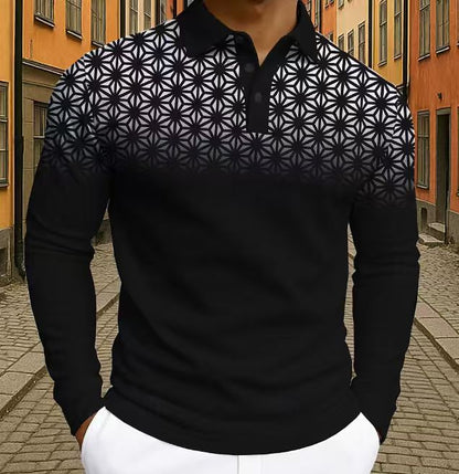 Herren Polohemd Langarm Modern Geometrische Muster