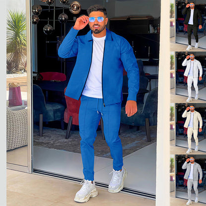 Herren Sportset Jogginghose Reißverschluss Bequem - BerlinGlamour