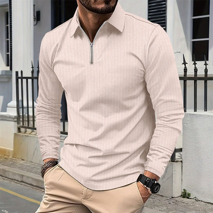 Herren Langarmhemd Modern mit Reißverschluss Slim Fit - BerlinGlamour