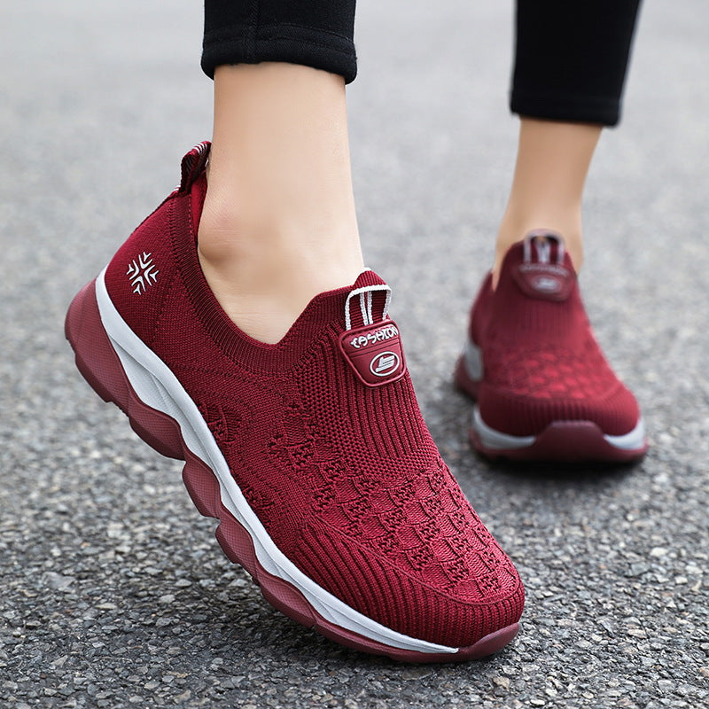 Damen Sneaker Atmungsaktiv Bequem Laufsohle Slip-On