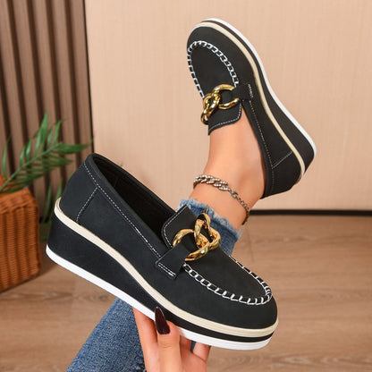 Damen Mokassinschuhe Schnallen-Design Komfort Fußbett