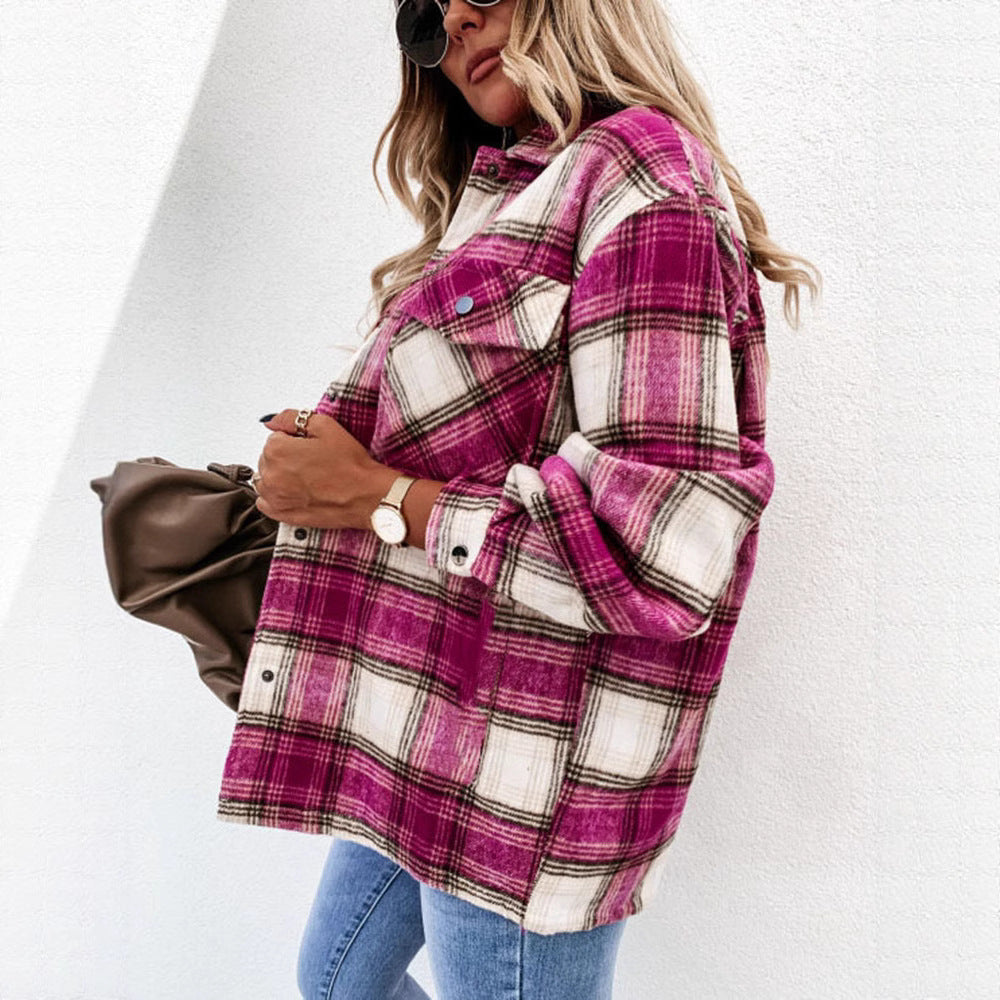 Übergroße Damen Pulloverjacke Karomuster Großes Modell
