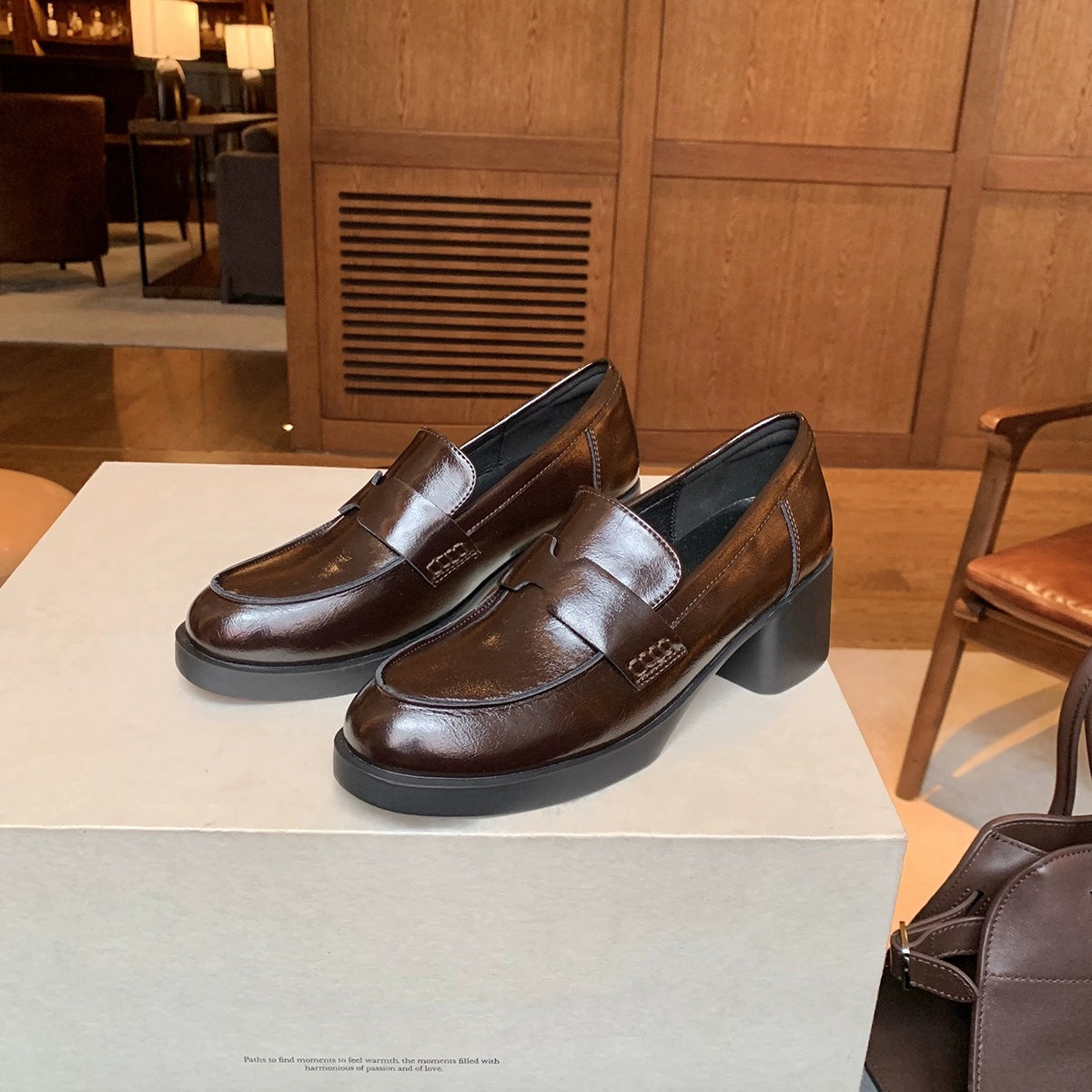 Damen Mokassins mit Plateausohle und Riemchenverschluss Elegant
