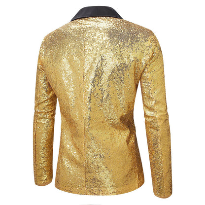 Herren Blazer Eleganter Pailletten Anzugjacke Modern Berlin Style