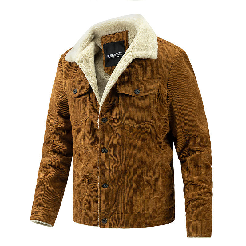 Herren Kordjacke Weich Teddyfutter Warm Winter