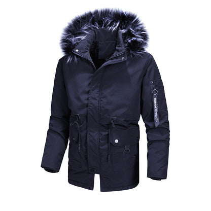 Herren Winterjacke Warm Isoliert Abnehmbarer Fellkragen