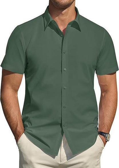 Herren Kurzarmhemd Modern Slim Fit Elegantes Design